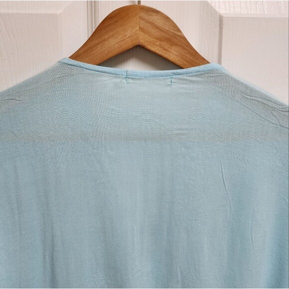 Beach By Exist Top Womens L Blue Crochet Lace V Neck 3/4 Sleeve Crop Elastic Hem - Picture 4 of 15